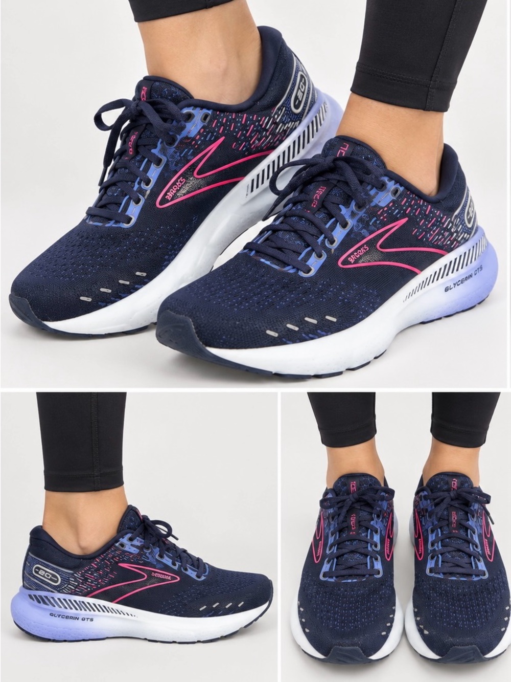 Brooks Women's Navy Running Sneakers with Pink Highlights size 10.5